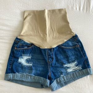 2 Pairs Maternity Jean Shorts